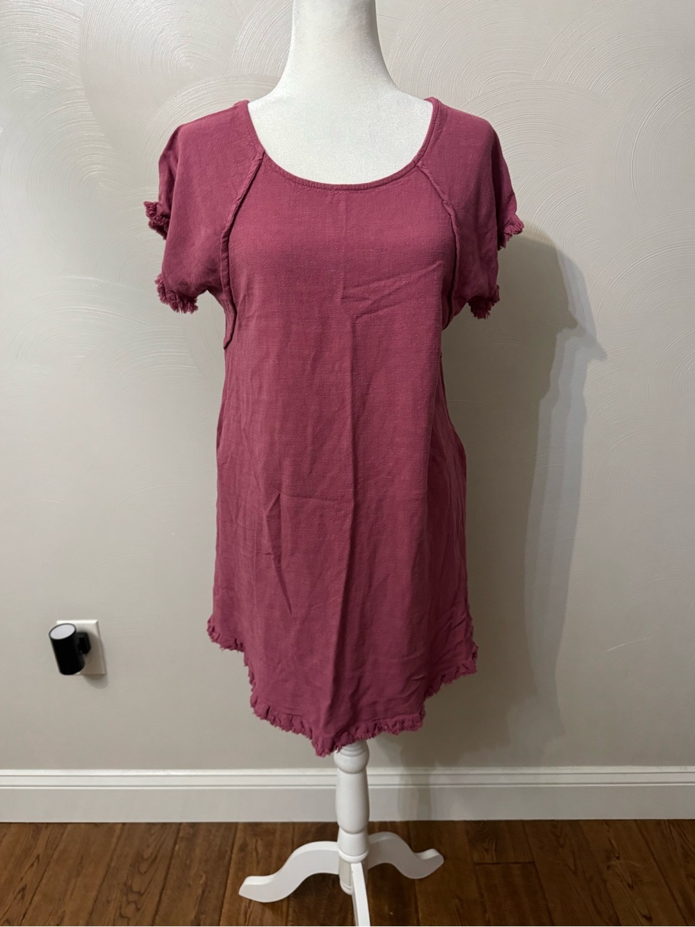 Umgee Mauve Short Sleeve Scoop Neck Tunic Dress